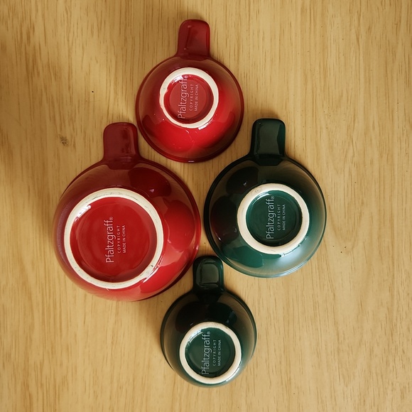 Pfaltzgraff Ceramic Measuring Cups Nested Red and Green - Picture 4 of 5